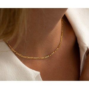 Figaro Cuban Gold Chain WATERPROOF Necklace non-tarnish jewelry gift for her